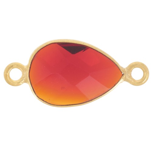 Intercalaire goutte facetté 13x8mm imit pierre gemme -Doré Or fin - Hydro Grenat