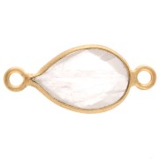 Intercalaire goutte 13x8mm en pierre gemme - Doré à l'or fin - Quartz rose x1