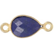Intercalaire goutte 13x8 mm en pierre gemme - Doré à l'or fin - Lapis lazuli x1