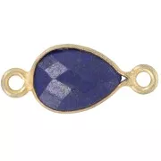 Intercalaire goutte 13x8 mm en pierre gemme - Doré à l'or fin - Lapis lazuli x1