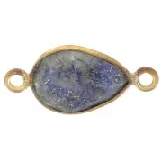 Intercalaire goutte 13x8 mm en pierre gemme - Doré à l'or fin - Lapis lazuli x1