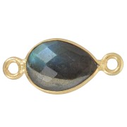 Intercalaire goutte 13x8 mm en pierre gemme - Doré à l'or fin - Labradorite x1|raw }}