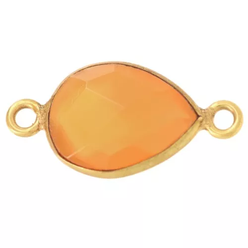 Intercalaire goutte 13x8 mm en imitation pierre gemme - Doré Or fin - Cornaline