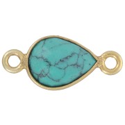 Intercalaire goutte 13x8mm imitation pierre gemme - Doré à l'or fin - Turquoise