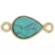 Intercalaire goutte 13x8mm imitation pierre gemme - Doré à l'or fin - Turquoise