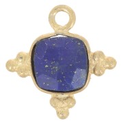 Breloque carrée 12 mm en pierre gemme facettée - Doré à l'or fin - Lapis lazuli x1|raw }}