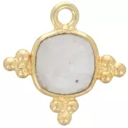 Breloque carrée 12mm en pierre gemme facettée - Doré à l'or fin - Pierre de lunex1