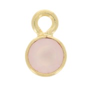 Breloque ronde facettée 5 mm en pierre gemme - Doré à l'or fin - Quartz rose x1|raw }}