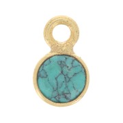 Breloque ronde facettée 5 mm imitation pierre gemme - Doré à l'or fin - Turquoise|raw }}