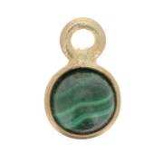 Breloque ronde 5 mm en pierre gemme - Doré à l'or fin - Malachite x1|raw }}