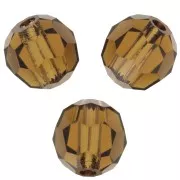 Perles rondes facettées Preciosa - Round Bead 5 mm - Smoked Topaz x15