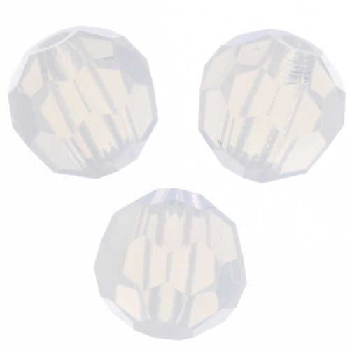 Perles rondes facettées Preciosa - Round Bead 5 mm - White Opal x15