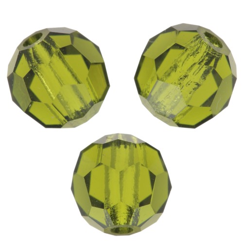 Perles rondes facettées Preciosa - Round Bead 5 mm - Olivine x15