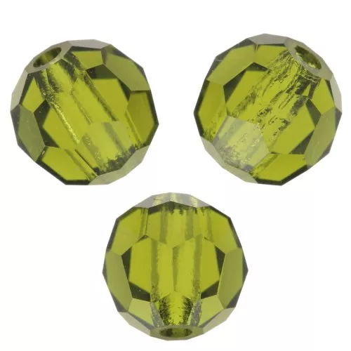 Perles rondes facettées Preciosa - Round Bead 5 mm - Olivine x15