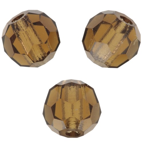 Perles rondes facettées Preciosa - Round Bead 4 mm - Smoked Topaz x20