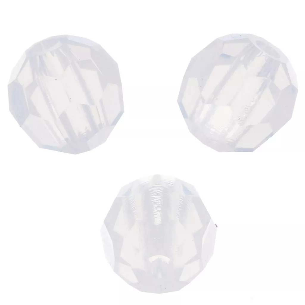 Perles Rondes Facettées En Opale Blanche Naturelle - Tailles 4mm Et 6mm - Pour Création De Bijoux