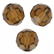 Perles rondes facettées Preciosa - Round Bead 6 mm - Smoked Topaz x6
