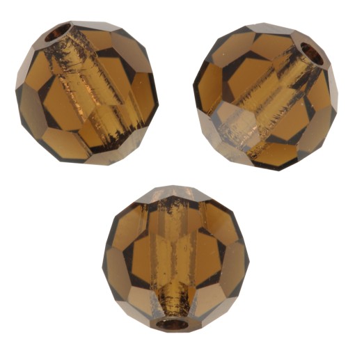 Perles rondes facettées Preciosa - Round Bead 6 mm - Smoked Topaz x6