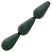 Perles nacrées Preciosa - Pearshape Pearl 15x8 mm - Malachite x5|raw }}