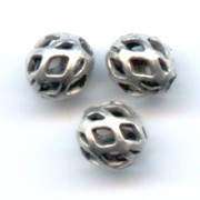 Perles rondes filigranées 4 mm - Argenté vieilli x20