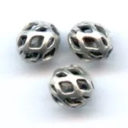 Perles rondes filigranées 4 mm - Argenté vieilli x20