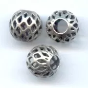 Perles rondes filigranées 8 mm - Argenté vieilli x5