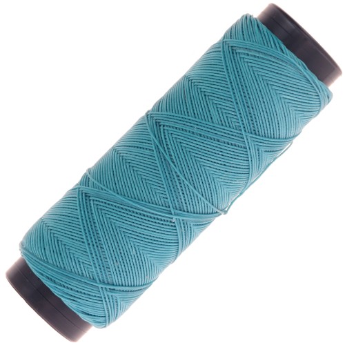 Fil plat en polyester ciré - Slam Cord pour micro macramé 0.6 mm - Turquoise x100m