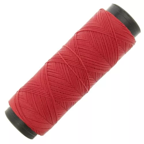Fil plat en polyester ciré - Slam Cord pour micro macramé 0.6 mm - Rouge x100m
