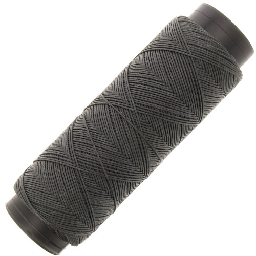 Fil plat en polyester ciré - Slam Cord pour micro macramé 0.6 mm - Gris foncé x100m