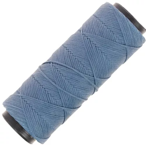 Fil plat en polyester ciré - Slam Cord pour micro macramé 1 mm - Bleu jean x100m