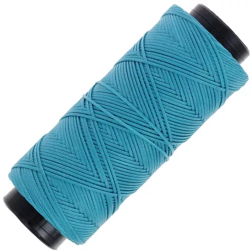 Fil plat en polyester ciré - Slam Cord pour micro macramé 1mm - Turquoise x100m