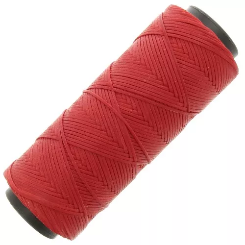 Fil plat en polyester ciré - Slam Cord pour micro macramé 1 mm - Rouge x100m
