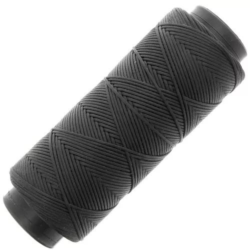 Fil plat en polyester ciré - Slam Cord pour micro macramé 1 mm - Noir x100m