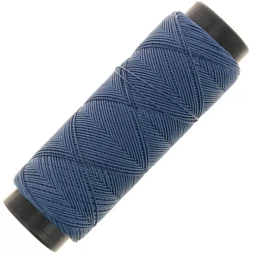 Fil plat en polyester ciré - Slam Cord pour micro macramé 0.6mm Bleu jean x100m