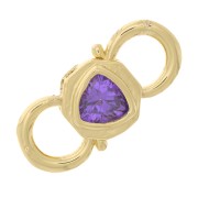 Fermoir design à clipser double ouverture 18.5x8 mm avec oxyde de Zirconium  - Doré - Violet x1