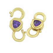 Fermoir design à clipser double ouverture 18.5x8 mm avec oxyde de Zirconium  - Doré - Violet x1