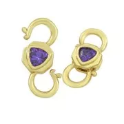 Fermoir design à clipser double ouverture 18.5x8 mm avec oxyde de Zirconium  - Doré - Violet x1