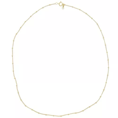 Collier maille Gourmette alternée perles rondes 2 mm Gold filled (or laminé) x46cm