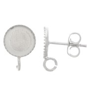 Clous d'oreilles cabochon à fond plat 8 mm - anneau ouvert - Argenté x2|raw }}