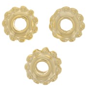 Perles rondelles effet fleur 8 mm - Doré à l'or fin x6|raw }}