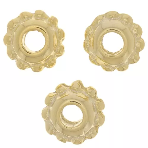Perles rondelles effet fleur 8 mm - Doré à l'or fin x6