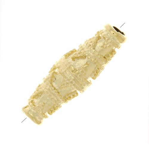 Perle tube travaillée 24x8 mm - Doré à l'or fin x1