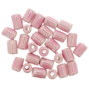 Perles tubes style Heishi céramique 7x5 mm - Rose clair irisé x5|raw }}