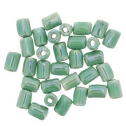 Perles tubes style Heishi en céramique 7x5 mm - Vert irisé x5