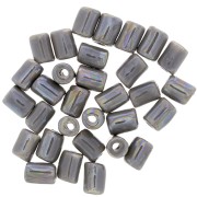 Perles tubes style Heishi en céramique 7x5 mm - Gris nacré x5