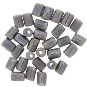 Perles tubes style Heishi en céramique 7x5 mm - Gris nacré x5