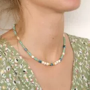 Perles cubes en céramique 5 mm - Bleu clair marbré irisé x5