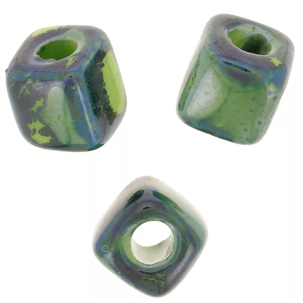 Lot De 10 Perles En Céramique Cubes 10mm - Perçage 3mm - Bleu Turquoise - 4558550005861