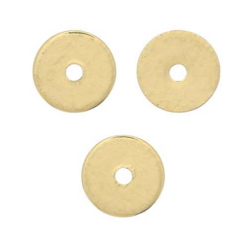 Perles rondelles Heishi - disques plats percés 5x0.7 mm - Doré à l'or fin x10