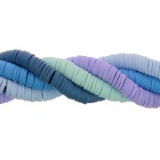 Assortiment de 5 fils de perles Heishi en pâte polymère 6x1 mm - Camaieu Bleu|raw }}